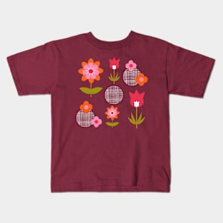 Retro Floral Daisy Pattern Pretty Flowery Colorful Design Kids T-Shirt